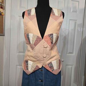 Grannycore Vintage Patchwork Quilted Pink Vest